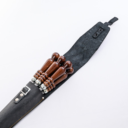 A set of skewers 670*12*3 mm in a black leather case в Новосибирске